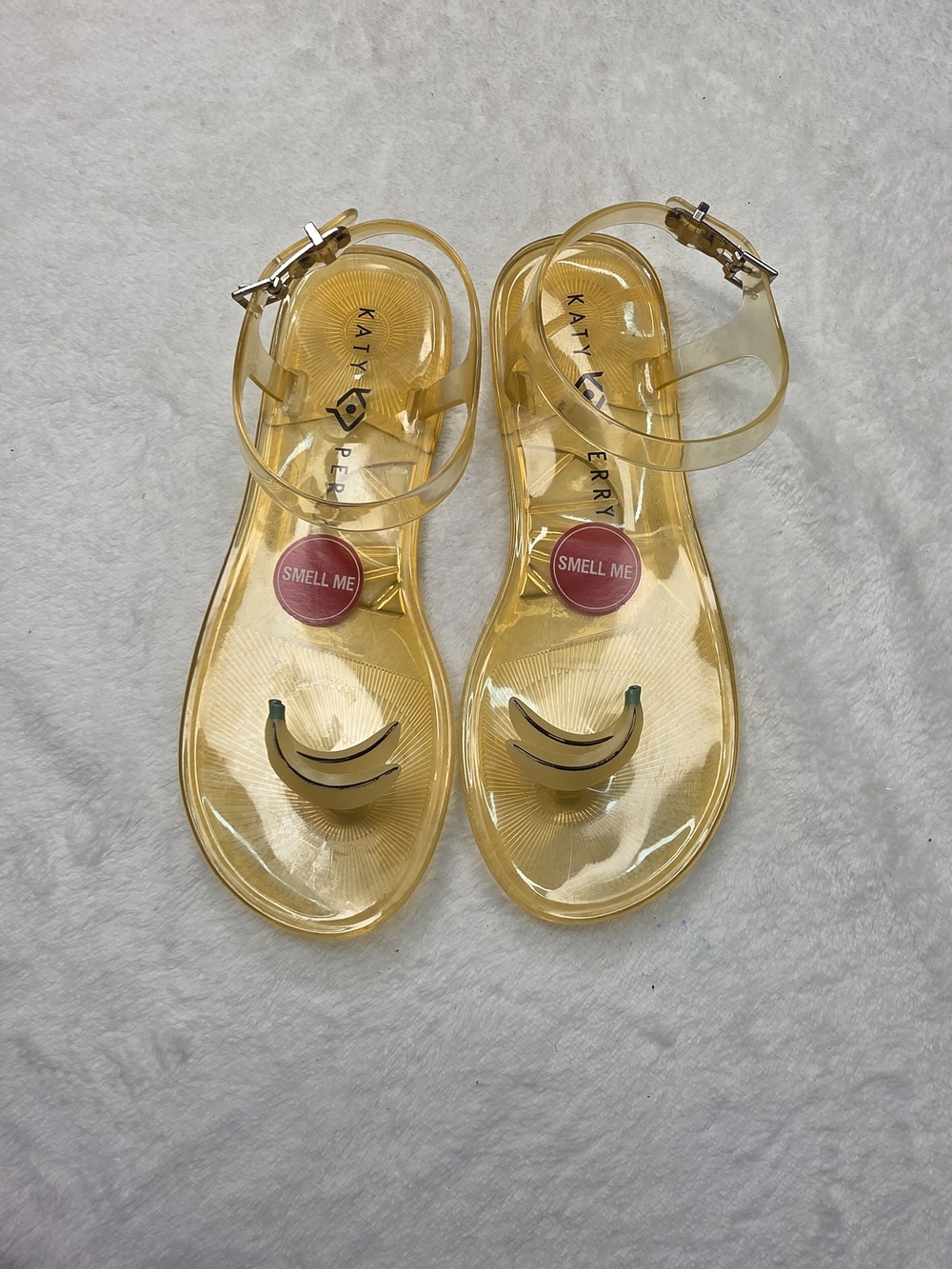 Katy Perry Collections Yellow Transparent Jelly Banana Charm Sandals